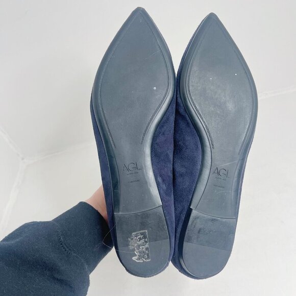 AGL Attilio Giusti Leombruni Studded Blue Suede Loafers Flats Women's Size 12 - Picture 6 of 9
